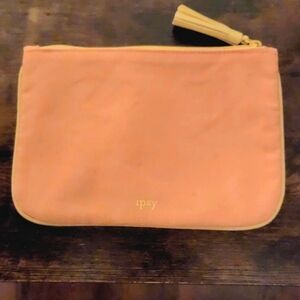 Small makeup bag ipsy orange and yellow tassel makeup holder